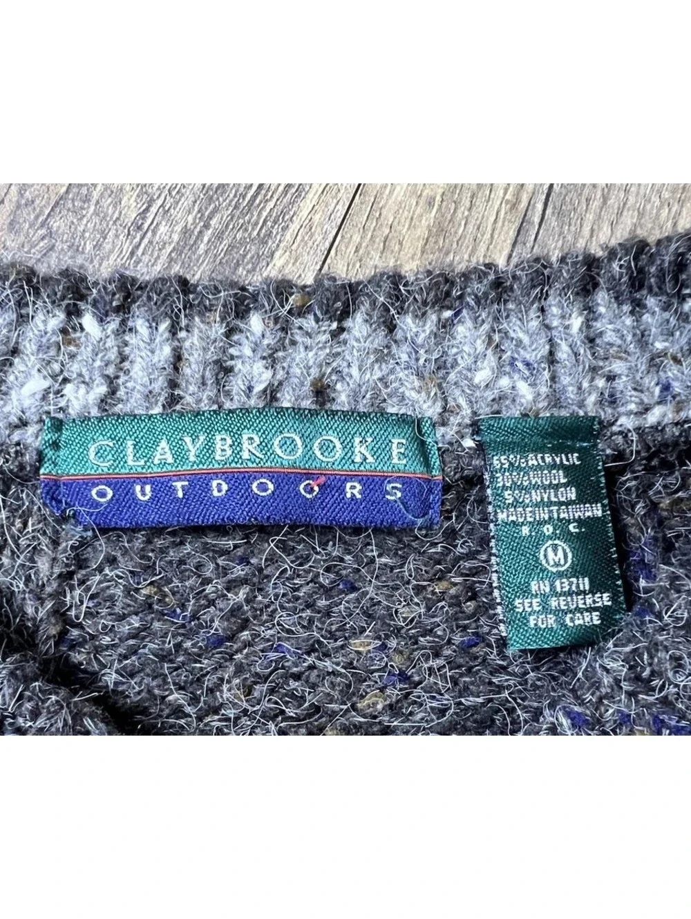 VTG Sweater Mens M Striped Button Neck Fisherman Wool Blend Heavy 90’s Grandpa